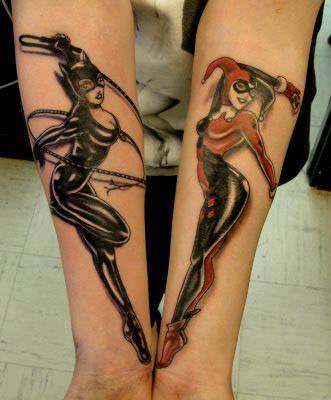 batman tattoo harley quinn catwoman