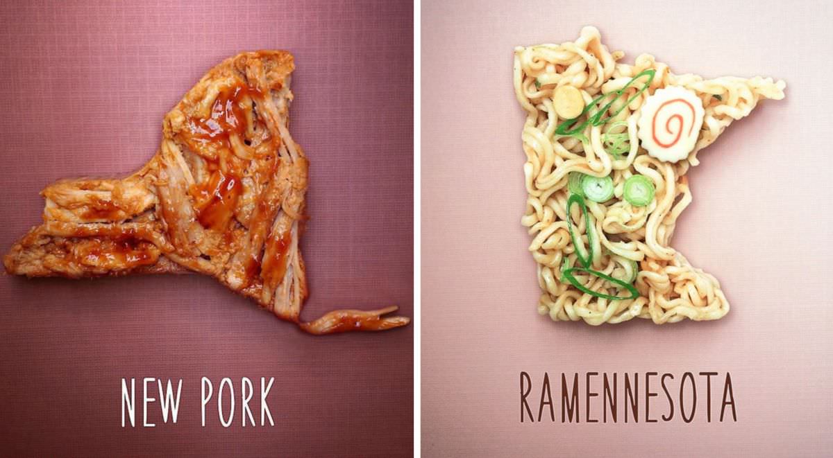 Father Son Has Re-imagined American States As Food Puns – Don’t You Think Waffleaska is Rather Tasty?