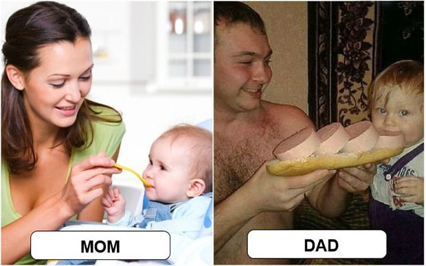 15 Funniest Photos Show Differences Between Mum and Dad Parenting Techniques