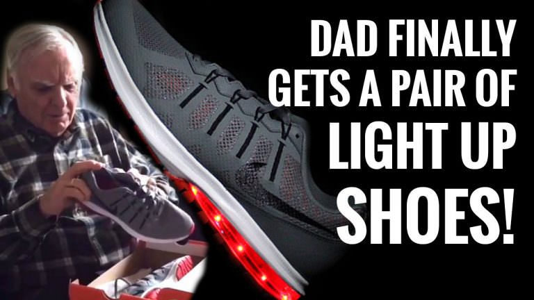 Dad’s Reaction to Getting His First Pair of Light Up Shoes is Just Amazing