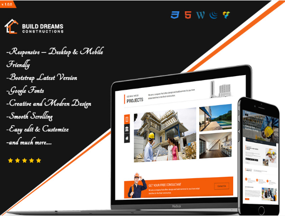 Best 4 HTML Templates Themes For Building Development Businesses 2