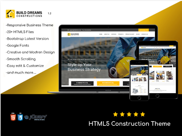 Best 4 HTML Templates Themes For Building Development Businesses